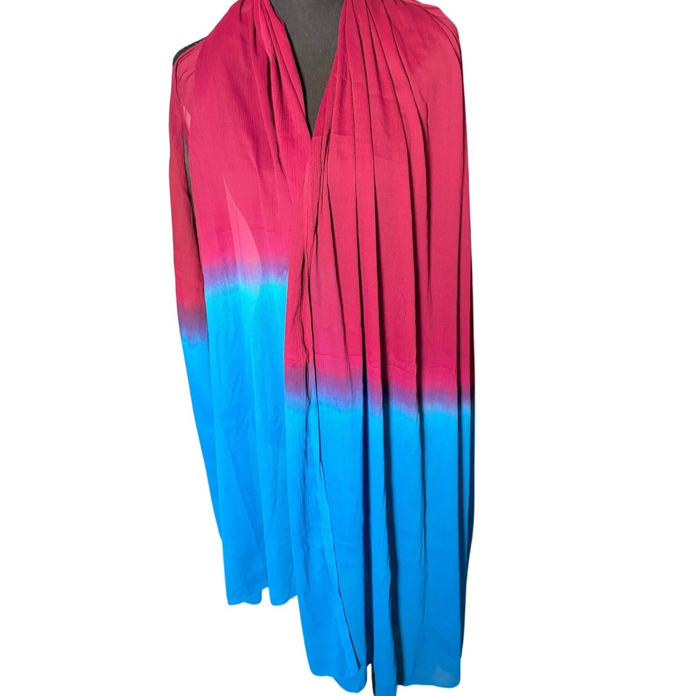 Womens Oversized Ombre Scarf Pink Blue Dye Sheer Wrap Shawl 80x34 Boho Resort
